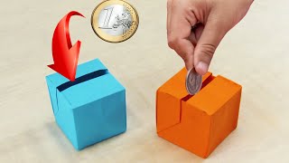 Paper piggy bank  Origami  Paper crafts [upl. by Pendergast]