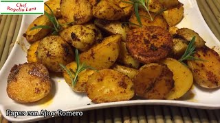 PAPAS AL HORNO CON AJO Y ROMERO DELICIOSA RECETA [upl. by Sawyor]