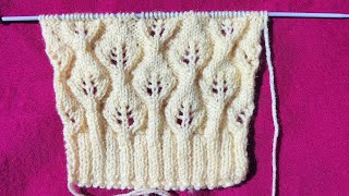 Beautiful Leaf Knitting Design KnitwithVee [upl. by Alaecim276]