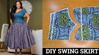 How to Cut and Sew a Swing Gathered Skirt with Side Pockets [upl. by Phineas]