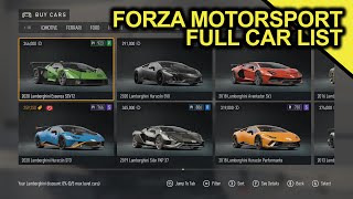 Forza Motorsport  All Cars  Full Car List [upl. by Galan]