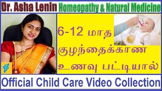 6 முதல் 12 மாத குழந்தைக்கான உணவு பட்டியால்  DrAsha Lenin kulanthai kundaga tips in tamil [upl. by Leahcimrej821]