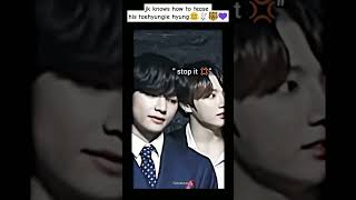 JK knows how to tease his taehyungie hyungie😂👀🙈🐰🐯💜taekook taekookloveforever btsarmy btsshorts [upl. by Rap681]