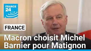 Nomination dun Premier ministre  Emmanuel Macron choisit Michel Barnier pour Matignon [upl. by Basile]