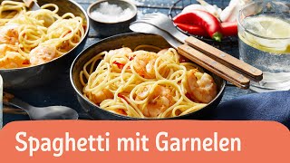 Spaghetti mit Garnelen 🦐  7 Zutaten  REWE Deine Küche [upl. by Ennavoj]