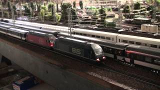 SBB Re 460 BLS Re 465 with Sound Märklin Modelleisenbahn Anlage Marklin Model train layout [upl. by Chew]