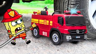 911  Noo Crushing Spongebob Fireman vs Firetruck Rescue Truck 🚓 Crushing Crunchy amp Soft Things [upl. by Annyl]