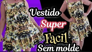 Como fazer VESTIDO FACIL DE FAZER PARA INICIANTES  SEM MOLDE costura diy [upl. by Merchant]