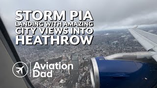 Storm Pia  British Airways A319 Landing Runway 27R at London Heathrow Airport 4K [upl. by Aikimat]