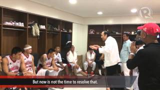 Jawo talks to Ginebra at halftime of PBA PH Cup semis game 6 [upl. by Kissel635]