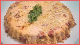 PASTEL de FIDEOS al HORNO con POLLO 🥧 15 [upl. by Eitra]