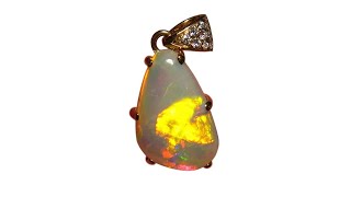 Coober Pedy Opal Pendant Diamonds 18k Gold  8523  FlashOpal [upl. by Anerev]