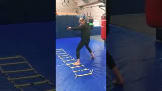 BOXING LADDER DRILLS 👣🥊 Adding punches to basic footwork drills kickboxing mma boxing [upl. by Oicnerual]