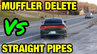 Dodge Charger Scat Pack 64L HEMI MUFFLER DELETE Vs STRAIGHT PIPES [upl. by Cowie669]