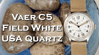 Vaer C5 Field White USA Quartz  A Field Watch Assembled in America [upl. by Kcired483]