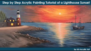 How to Paint a Lighthouse Sunset StepbyStep Acrylic Painting Tutorial for Beginners [upl. by Analaj777]