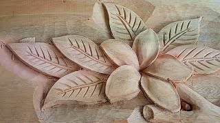 wood carving flower  wood carving for beginners  wood art [upl. by Eelsha]