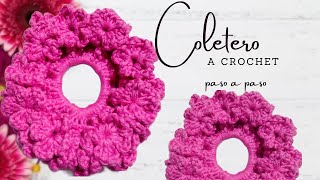 Cómo tejer coletero a crochet en minutos  coletero a crochet en flores [upl. by Dnomso]