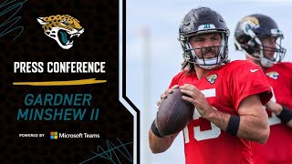 Gardner Minshew Meets with the Media During Jaguars Training Camp [upl. by Gnart137]