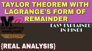 TAYLOR THEOREM PROOF  TAYLOR THEOREM WITH LAGRANGES FORM OF REMAINDER 🔥 [upl. by Rodrich]