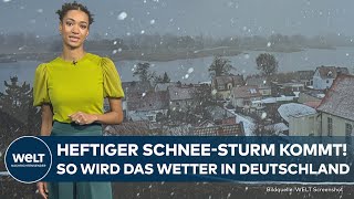 WETTER Heftige Unwetter drohen in Deutschland Es kommt mehr Schnee Diese Regionen sind betroffen [upl. by Aihsakal]