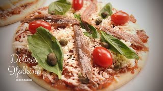 Recette de la Pizza Napolitaine  idée de garniture pour faire une pizza napolitaine aux Anchois [upl. by Airdnas]