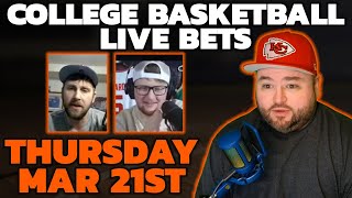 College Basketball Bets Live Thursday March 21  March Madness Picks amp Predictions  Kyle Kirms [upl. by Adiesirb192]