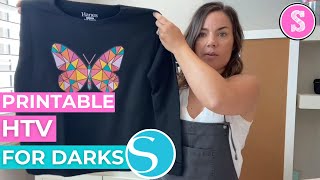 ❤️ How to Use Printable HTV for Darks Shirts  Silhouette Print and Cut [upl. by Nahamas]