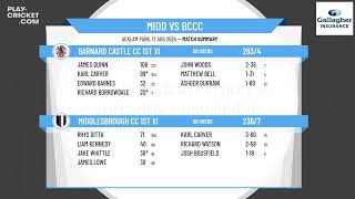 Middlesbrough CC 1st XI v Barnard Castle CC 1st XI [upl. by Aliab]