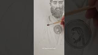 Now i reached the middle of the process Sts Simon and Jude catholic art drawing apostle [upl. by Ilka]