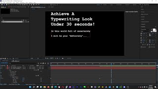 ⌨ How You Can Have A Typewriting Look in After Effects Under 30 Seconds [upl. by Rybma753]