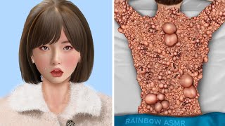 ASMR Remove Big Acne amp Worm Infected Back  Deep Cleaning Animation [upl. by Herrah]