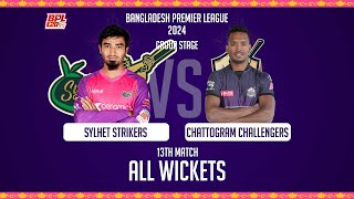 All Wickets  Sylhet Strikers vs Chattogram Challengers  13th Match  Season 10  BPL 2024 [upl. by Nylidam458]