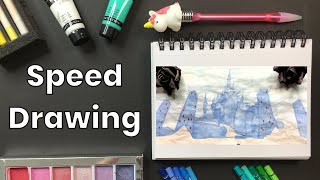 Linktober 2020 Day 9  Hyrule Castle Zelda Breath Of The Wild Speed Drawing Painting [upl. by Adnawad]