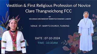 Vestition amp First Religious Profession of Novice Clare Thangneichong FCC [upl. by Nospmas453]