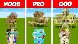 Minecraft NOOB vs PRO vs GOD SURVIVAL FAMILY HOUSE CHALLENGE in Minecraft  Animation [upl. by Masao]