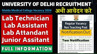 Non Teaching Position Vacancy  Lab Technician Lab Assistant Laboratory Attandant Recruitment 2024 [upl. by Hpsoj]