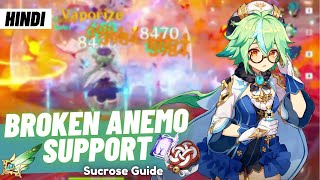 Hindi BEST ANEMO SUPPORT Best Build Sucrose  All Artifacts Weapons amp Showcase  Genshin Impact [upl. by Rabjohn429]