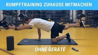 Rumpftraining ohne Geräte zum Mitmachen  Zirkeltraining [upl. by Recha245]