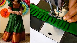 10 to 12 years Simple pattu pavadai sattai cutting and stitching  easy method Pattu pavadai design [upl. by Fairlie]