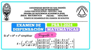 Pregunta 4  EXAMEN PSA I2024 Ing UMSA MAT  Aula de Prefas [upl. by Aivil806]