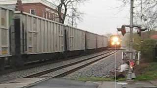 CSX southbound coal train E353 meets northbound intermodal train Q128 in MariettaGA [upl. by Dahc]