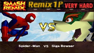 Smash Remix  Classic Mode Remix 1P Gameplay with BETA SpiderMan VERY HARD [upl. by Arocal]