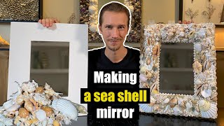 How to make a Seashell Mirror Frame  DIY shell art [upl. by Germana33]