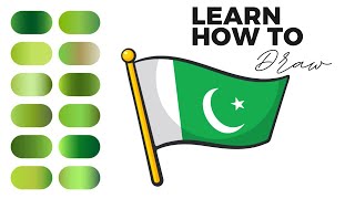 How to draw a Pakistani flag  Pakistani flag easy drawing for kids [upl. by Leupold]