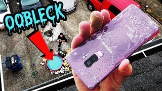 FAIL Galaxy S9 Oobleck Pool 50 FT Drop Test [upl. by Caia]