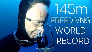 William Winram 145m Freediving World Record VWT [upl. by Enneyehc983]