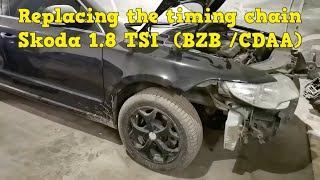 Replacing the timing chain Skoda 18 TSI BZB CDAA [upl. by Nappie]