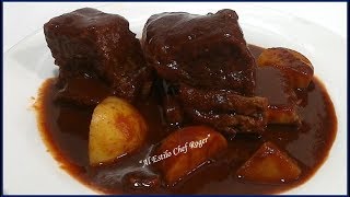 COSTILLAS EN SALSA DE CHILE PASILLA Receta 454  Chef Roger [upl. by Machutte]