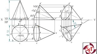 Projection of cone with its generator on HP [upl. by Nesnaj487]